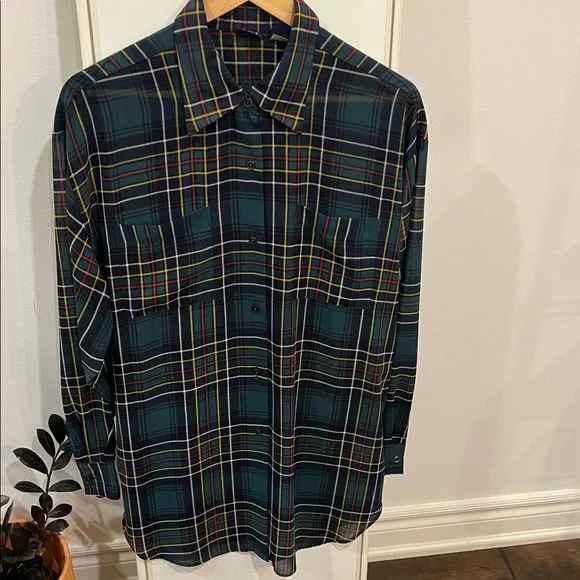 GAP Vintage See Through Plaid Shirt - Picture 3 of 5